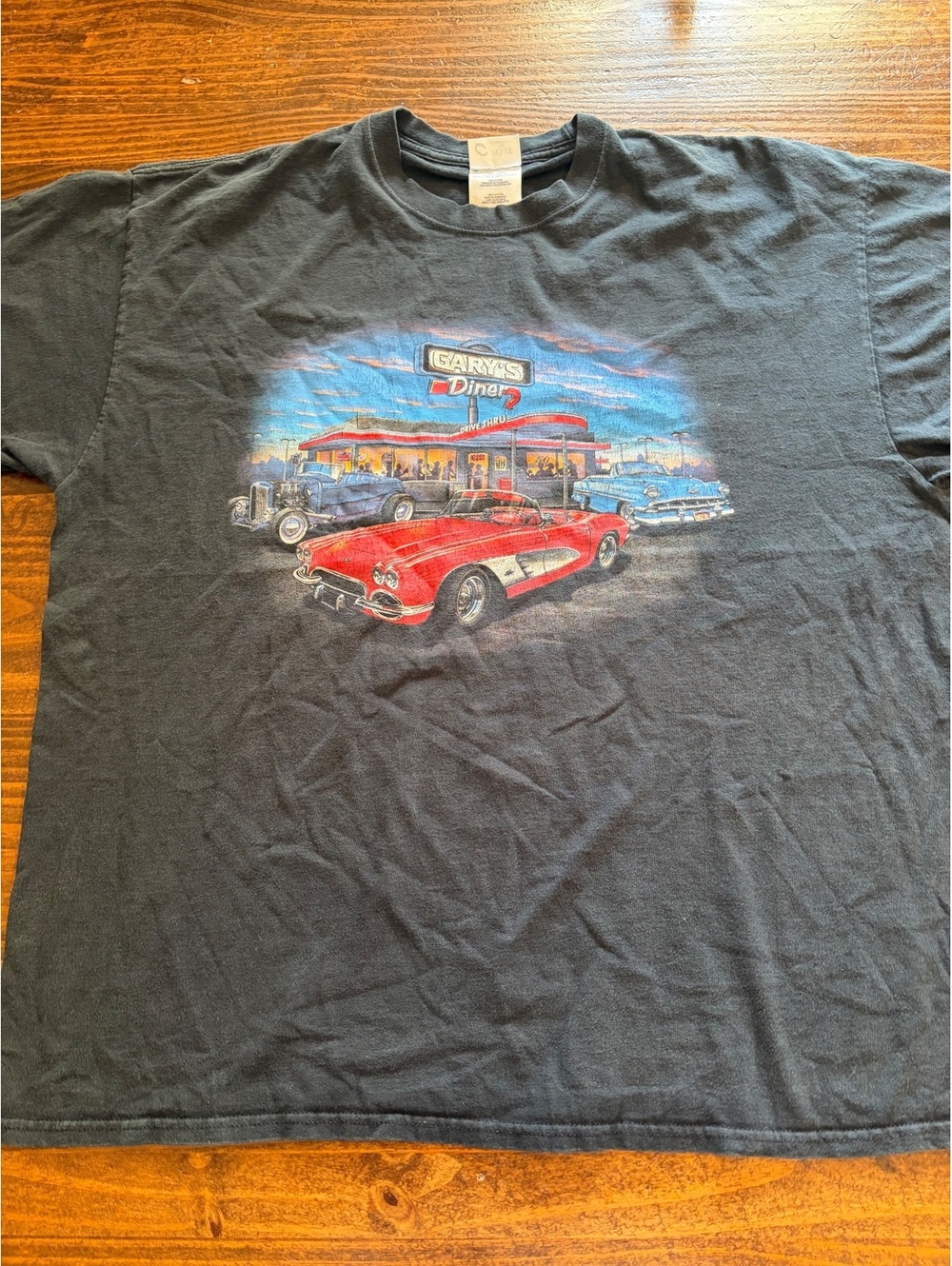 Vintage Style Gary's Diner Classic Car Graphic T-Shirt Size 2XL
